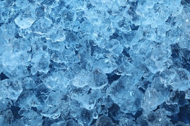 Photo of Cubes of clear ice as background, closeup
