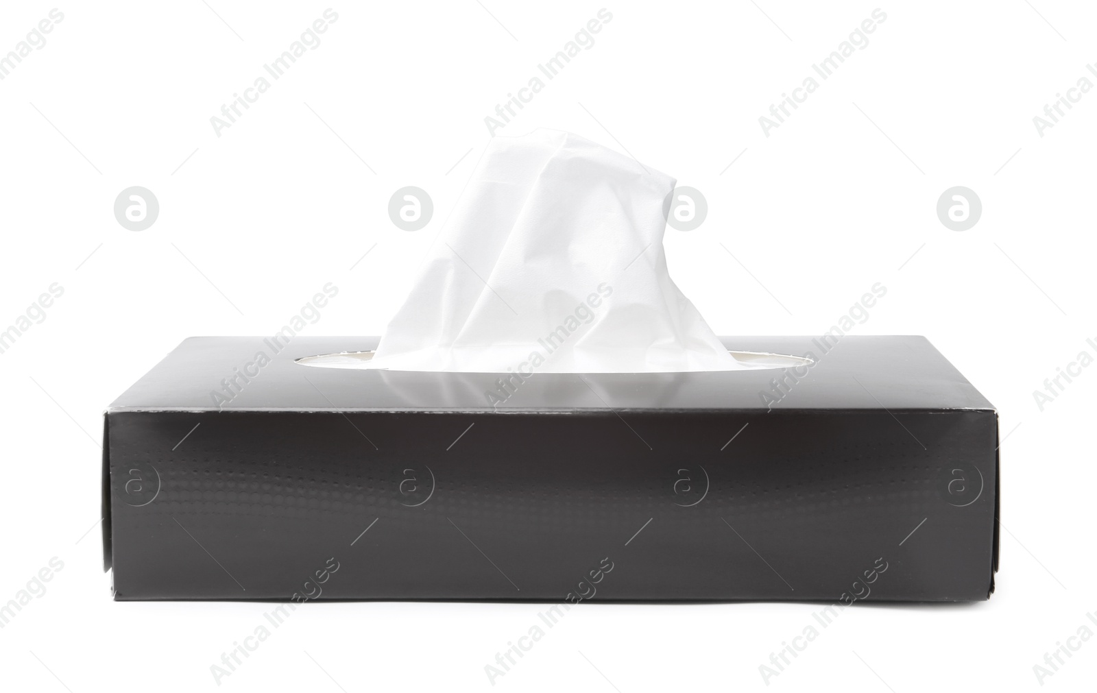 Box with paper handkerchiefs isolated on white Photo of Box with paper handkerchiefs isolated on white