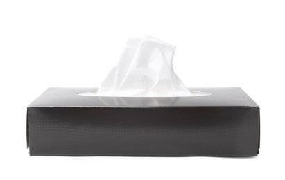 Photo of Box with paper handkerchiefs isolated on white