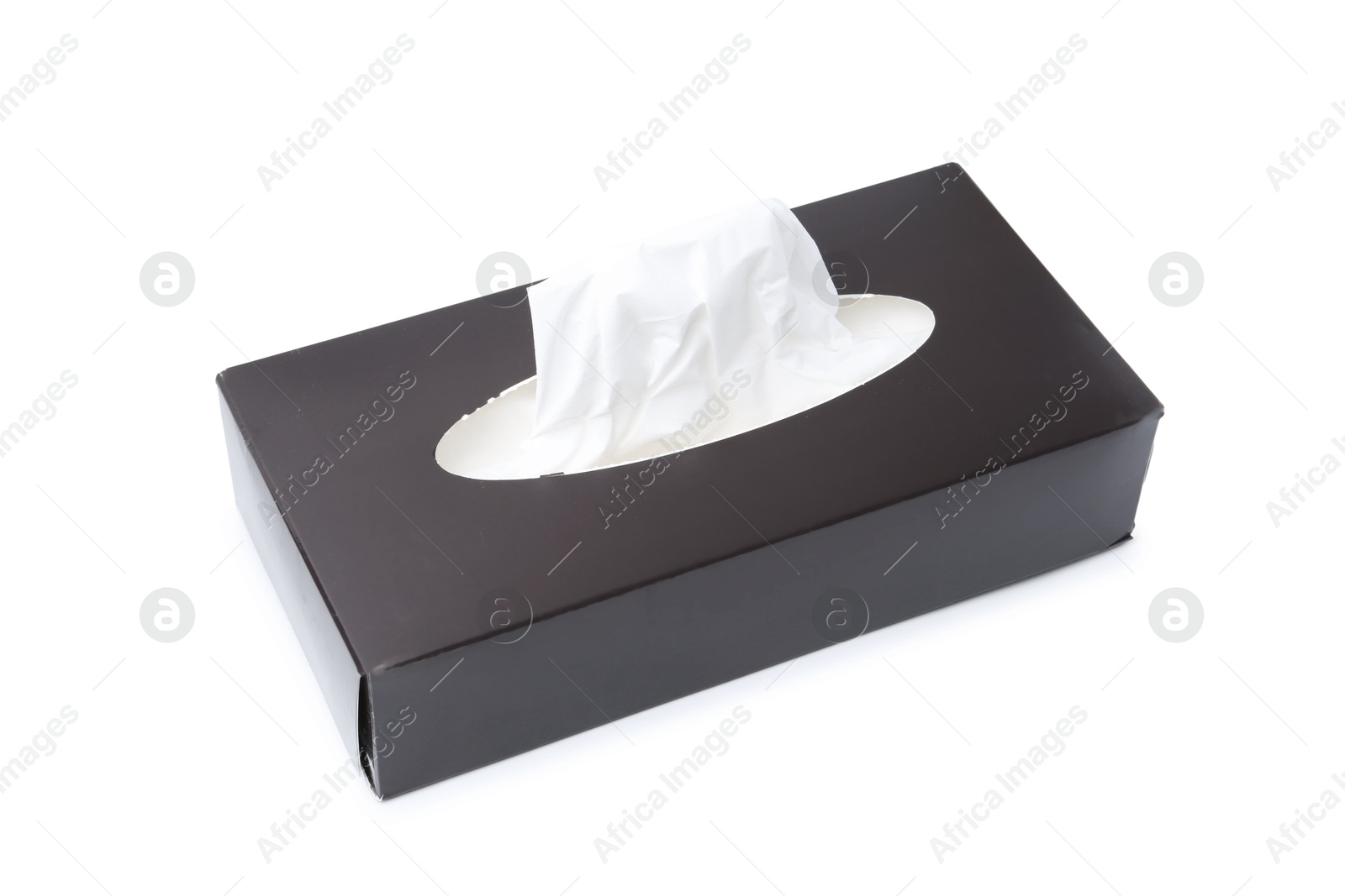 Box with paper handkerchiefs isolated on white Photo of Box with paper handkerchiefs isolated on white