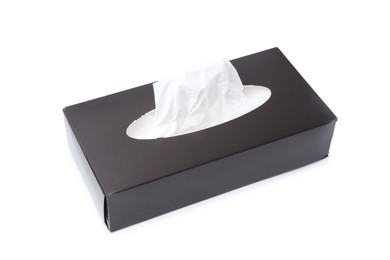 Photo of Box with paper handkerchiefs isolated on white