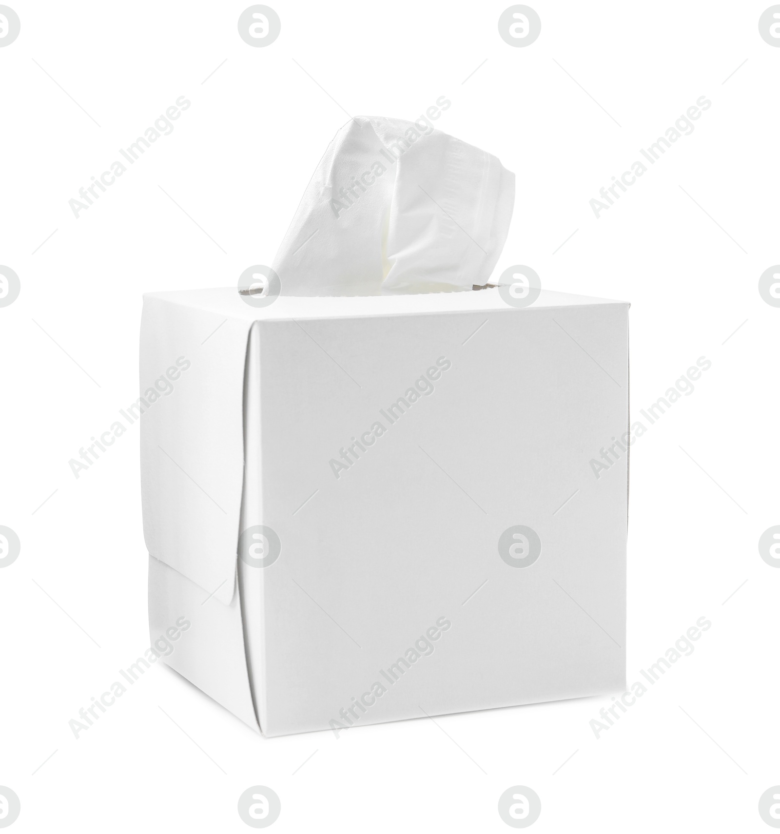 Photo of Box with paper handkerchiefs isolated on white