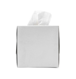 Photo of Box with paper handkerchiefs isolated on white