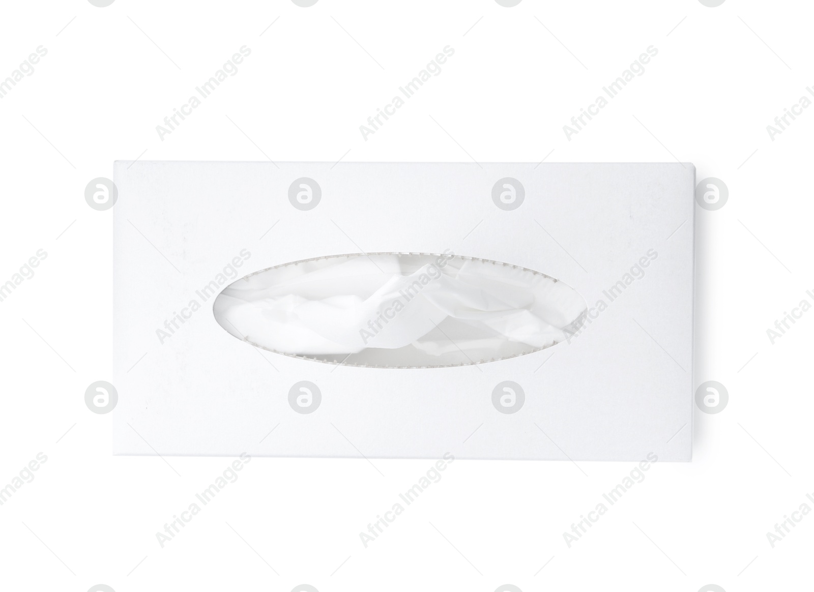 Box with paper handkerchiefs isolated on white, top view Photo of Box with paper handkerchiefs isolated on white, top view