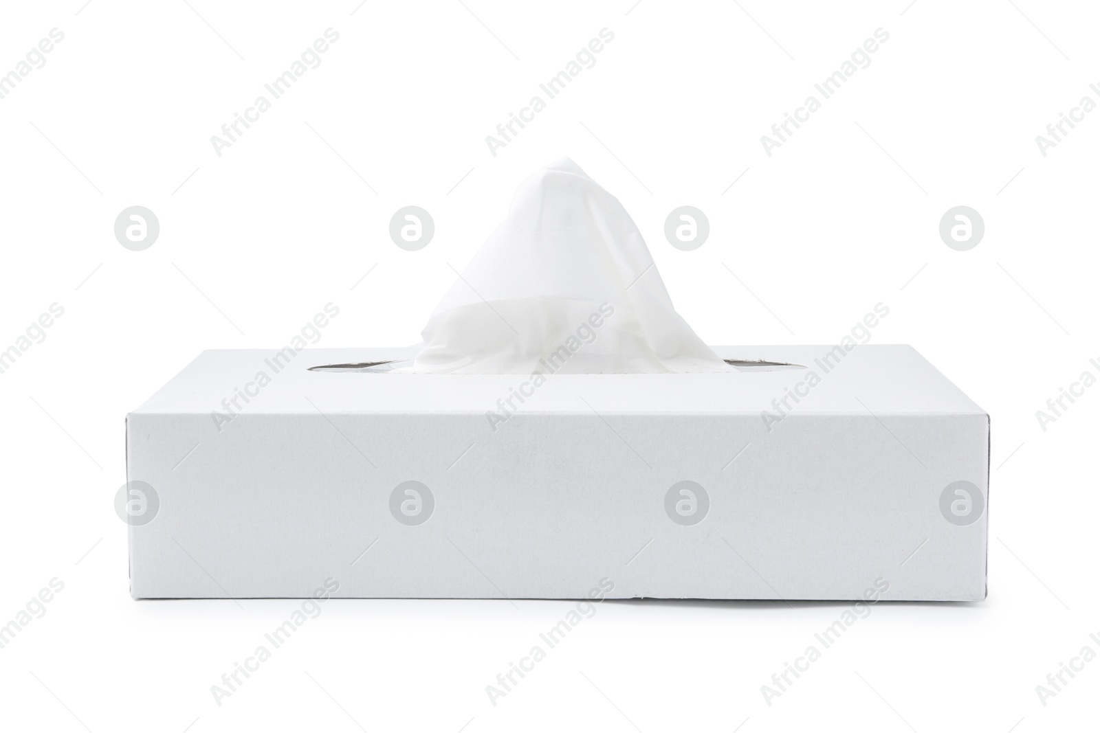 Box with paper handkerchiefs isolated on white Photo of Box with paper handkerchiefs isolated on white