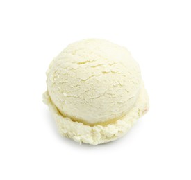 Photo of One scoop of delicious ice cream on white background