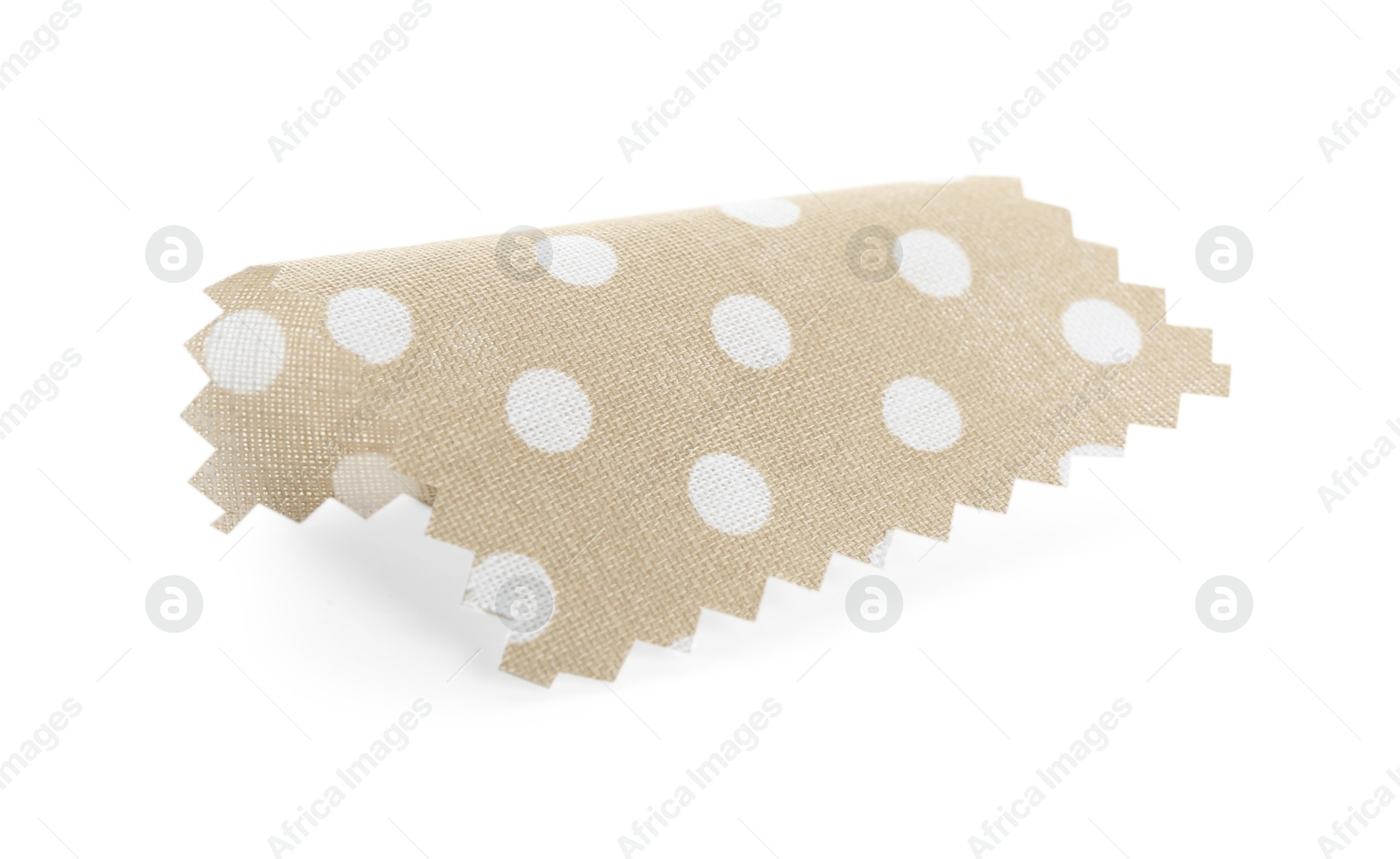 Sample of beige fabric with polka dot isolated on white Photo of Sample of beige fabric with polka dot isolated on white