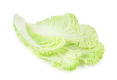 Photo of Leaves of fresh Chinese cabbage isolated on white