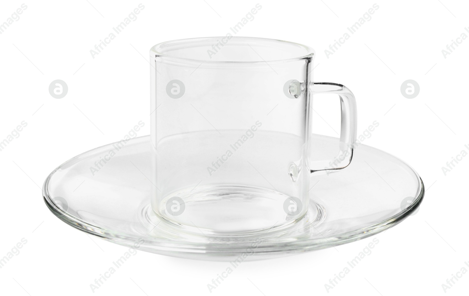 Empty coffee cup with saucer isolated on white Photo of Empty coffee cup with saucer isolated on white