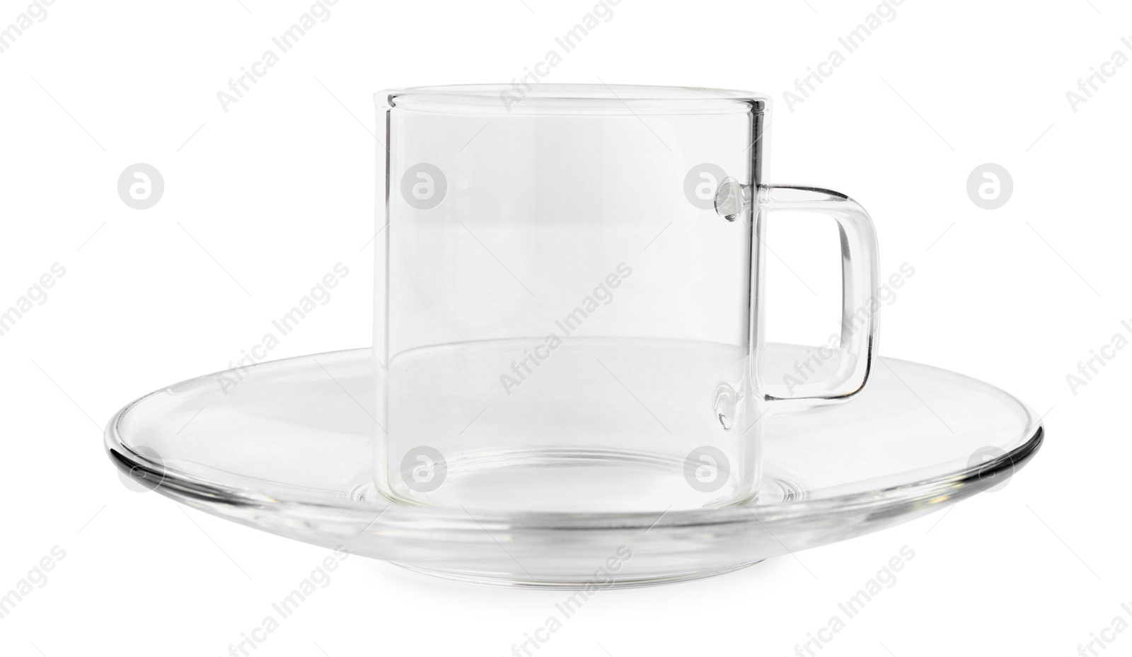 Empty coffee cup with saucer isolated on white Photo of Empty coffee cup with saucer isolated on white