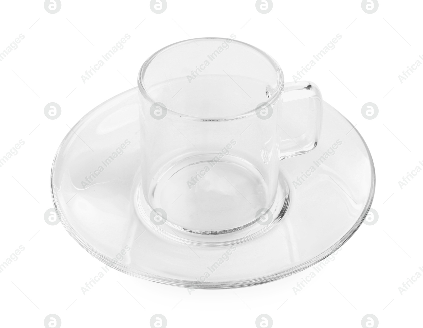 Empty coffee cup with saucer isolated on white Photo of Empty coffee cup with saucer isolated on white