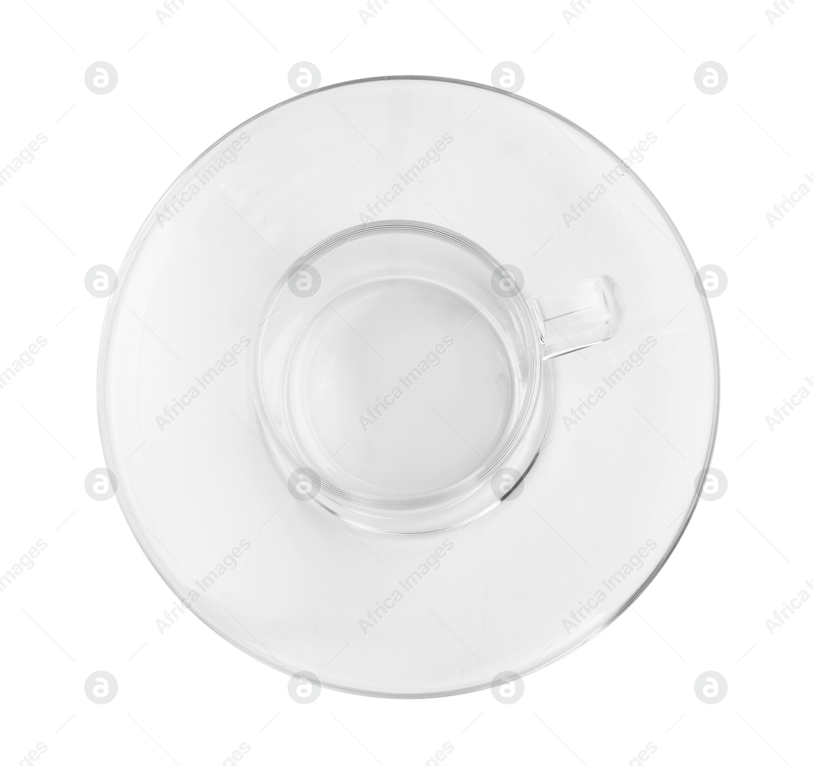 Empty coffee cup with saucer isolated on white, top view Photo of Empty coffee cup with saucer isolated on white, top view