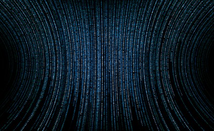 Image of Cyberspace with stream of digital code on black background