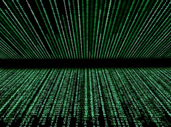 Image of Cyberspace with streams of digital code on black background