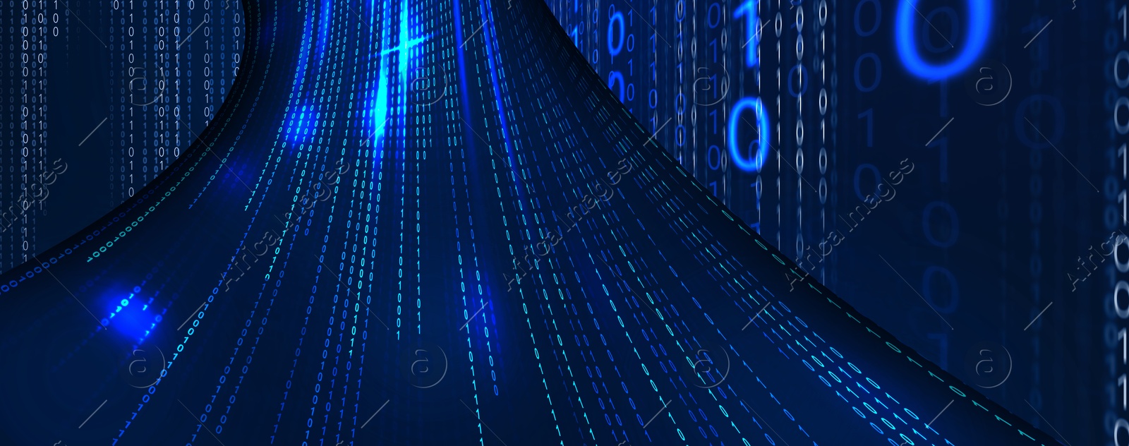 Cyberspace tunnel made of binary code. Glowing numbers 1 and 0 Image of Cyberspace tunnel made of binary code. Glowing numbers 1 and 0