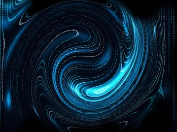 Image of Cyberspace with warped stream of digital code on black background