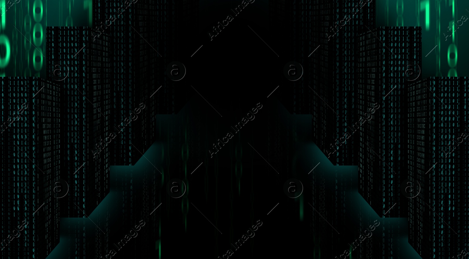 Cyber room. Glowing digital code forming walls Image of Cyber room. Glowing digital code forming walls