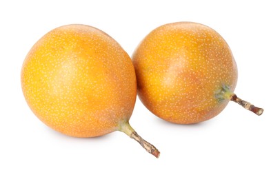 Photo of Whole ripe yellow passion fruits isolated on white