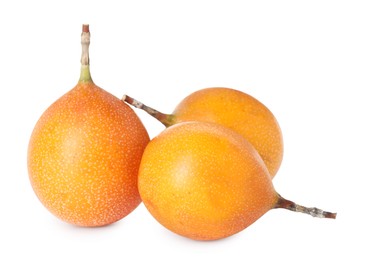 Photo of Whole ripe yellow passion fruits isolated on white