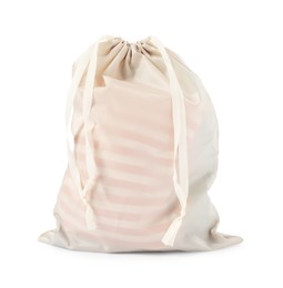 Photo of One beige packing bag isolated on white