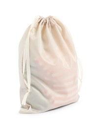 Photo of One beige packing bag isolated on white