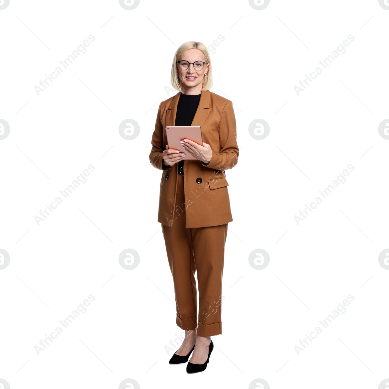 Professional psychologist with tablet on white background Photo of Professional psychologist with tablet on white background