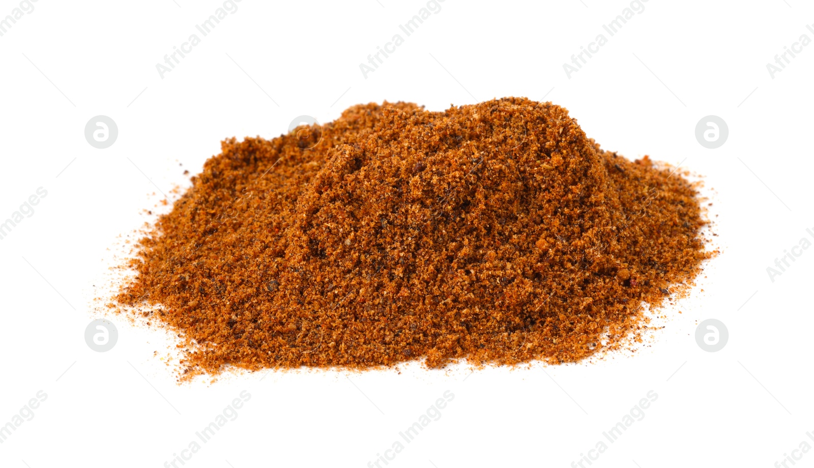 Pile of nutmeg powder isolated on white Photo of Pile of nutmeg powder isolated on white