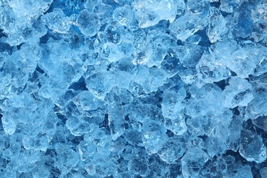 Photo of Cubes of clear ice as background, closeup