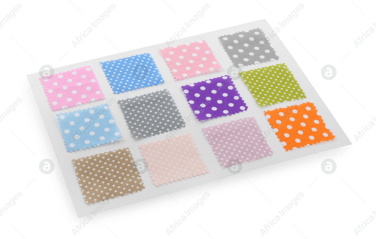 Samples of fabrics with polka dot pattern isolated on white Photo of Samples of fabrics with polka dot pattern isolated on white