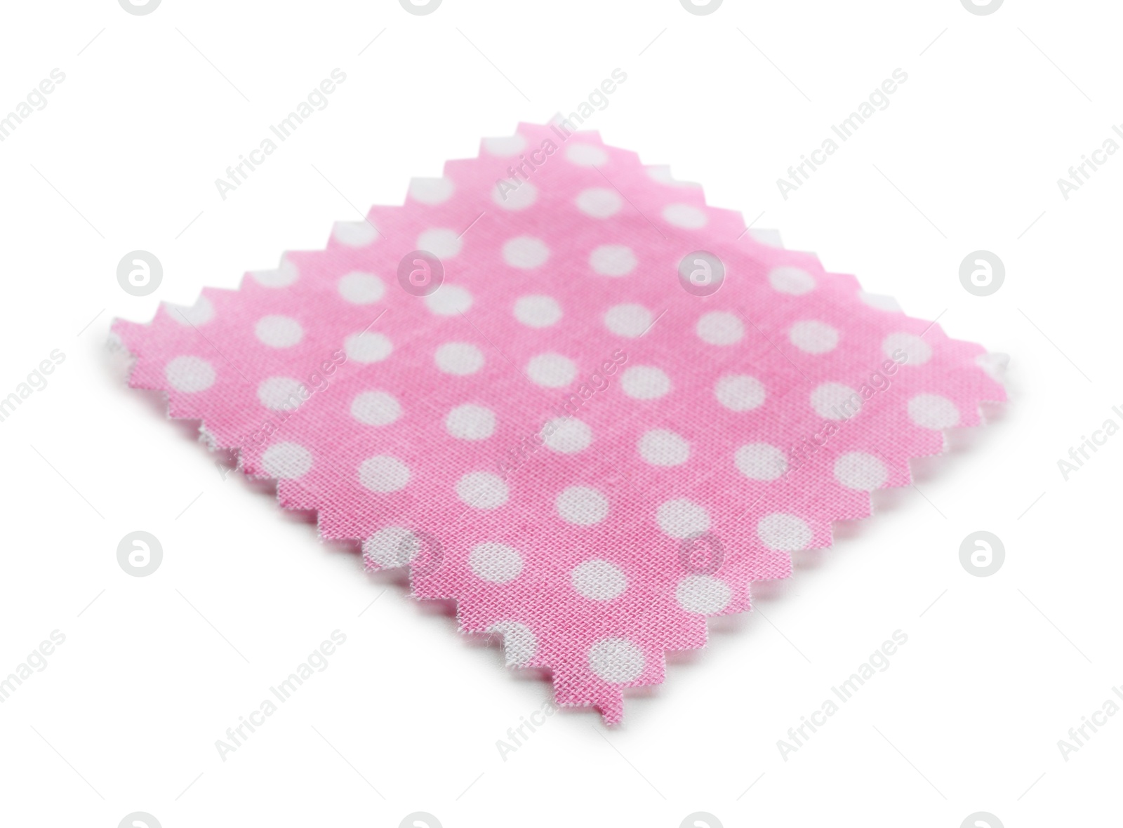 Sample of pink fabric with polka dot isolated on white Photo of Sample of pink fabric with polka dot isolated on white