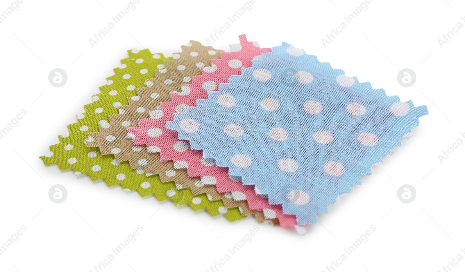 Samples of fabrics with polka dot pattern isolated on white Photo of Samples of fabrics with polka dot pattern isolated on white