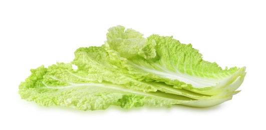 Photo of Leaves of fresh Chinese cabbage isolated on white