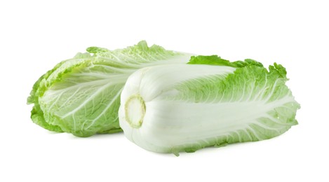 Photo of Two fresh Chinese cabbages isolated on white