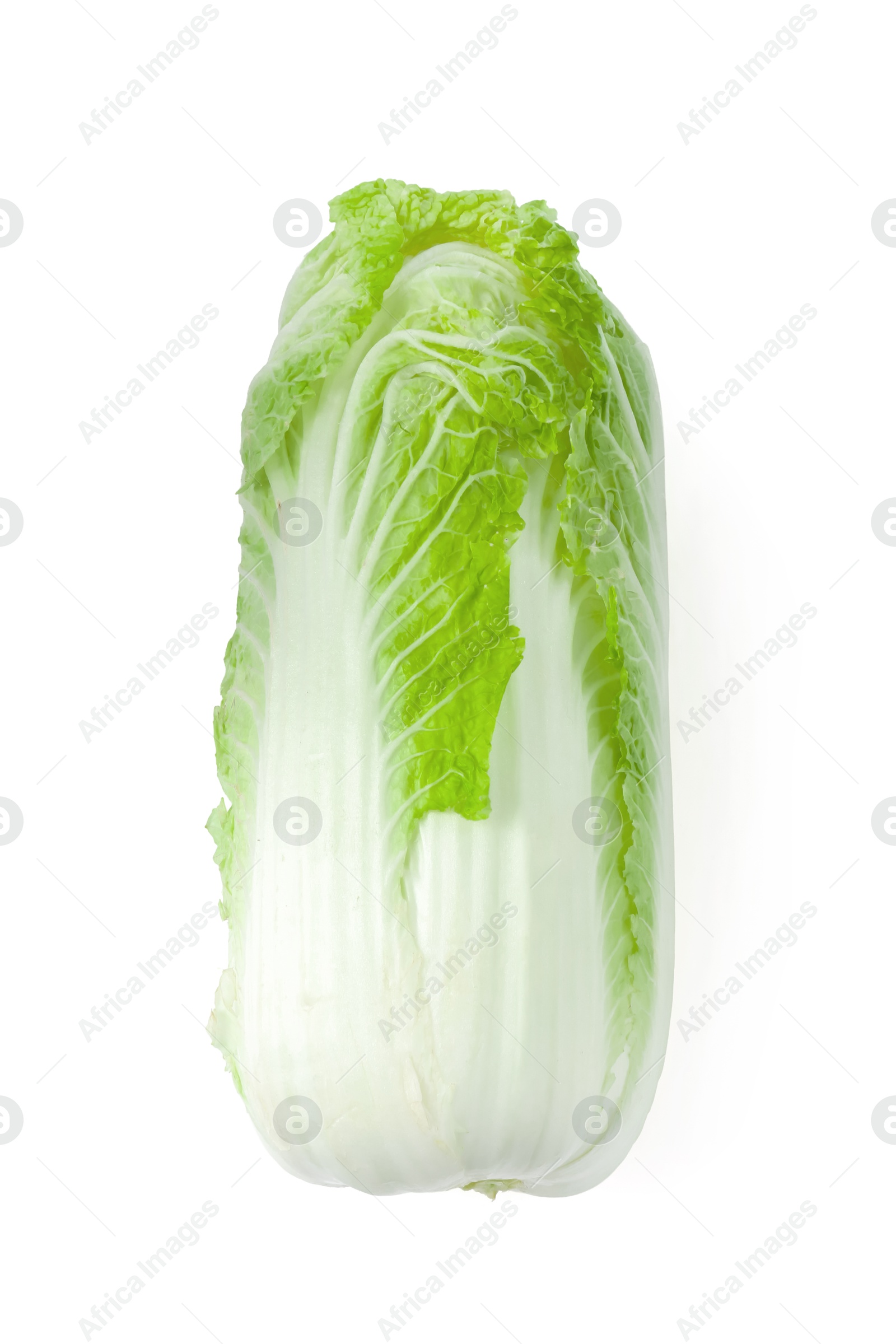 One fresh Chinese cabbage isolated on white, top view Photo of One fresh Chinese cabbage isolated on white, top view