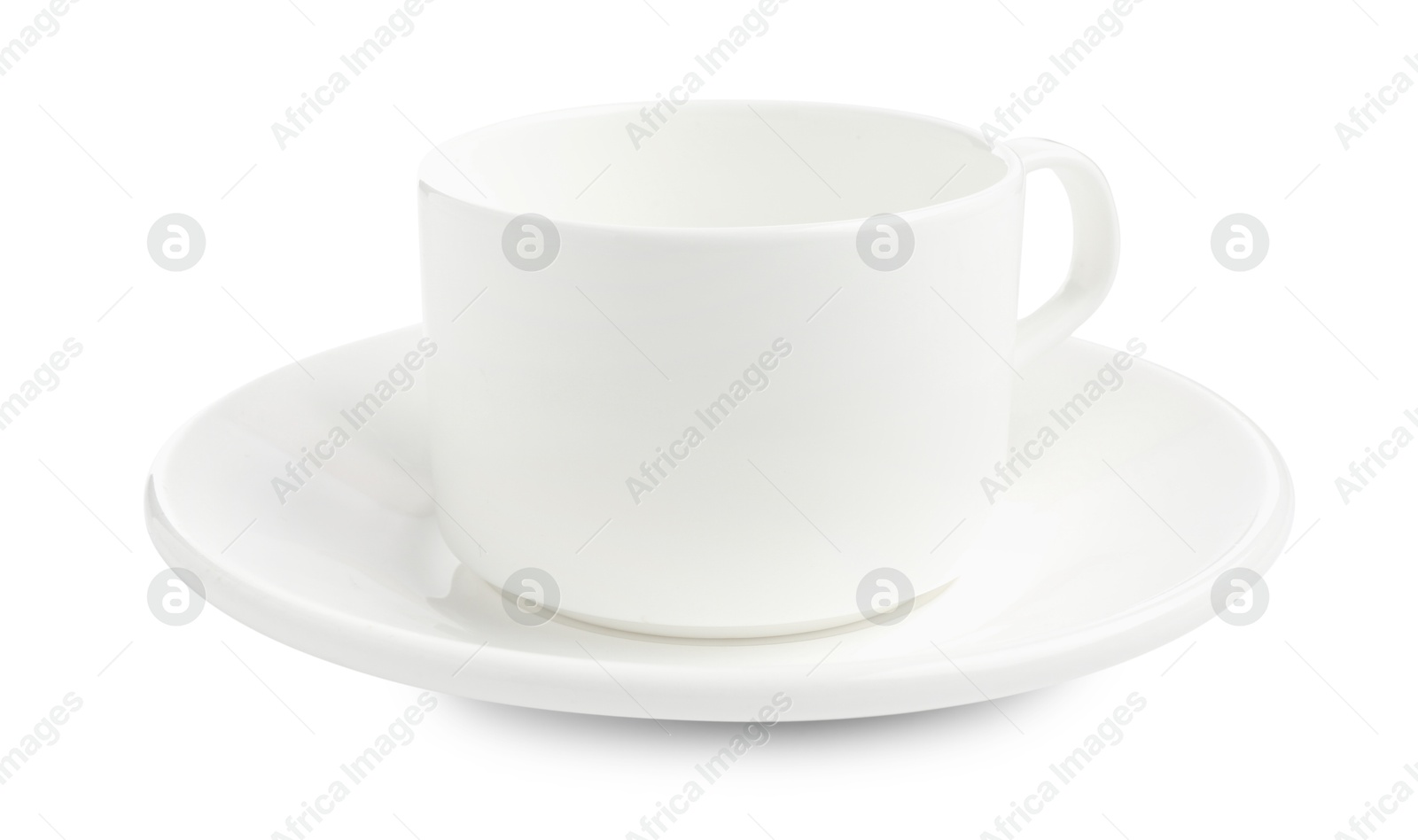 Empty coffee cup with saucer isolated on white Photo of Empty coffee cup with saucer isolated on white