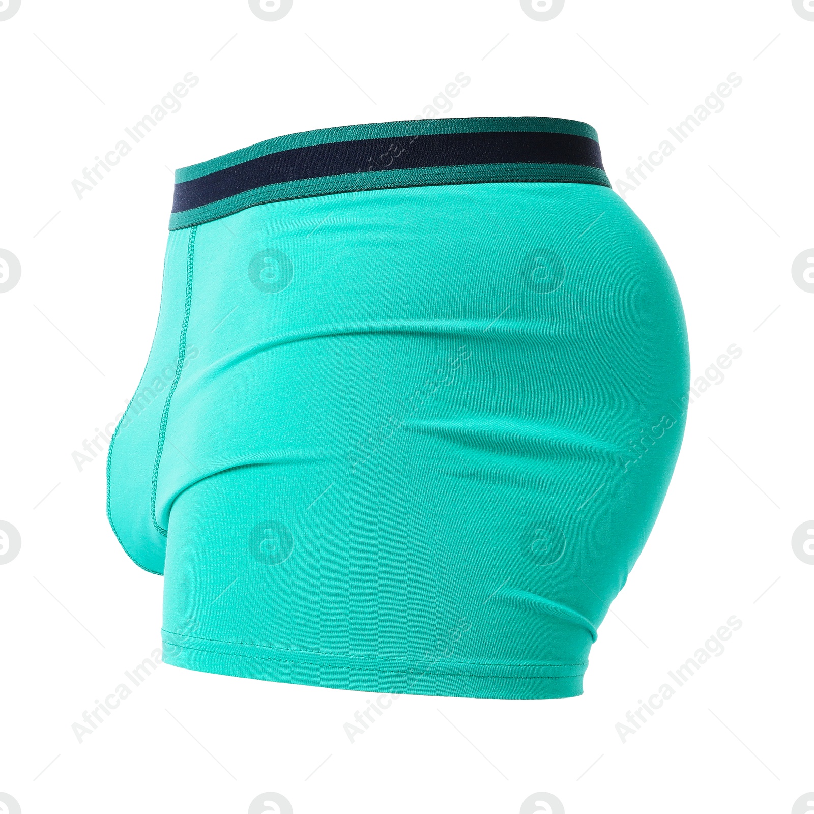 Comfortable turquoise menʼs underwear isolated on white Image of Comfortable turquoise menʼs underwear isolated on white