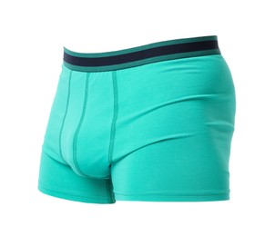 Image of Comfortable turquoise menʼs underwear isolated on white