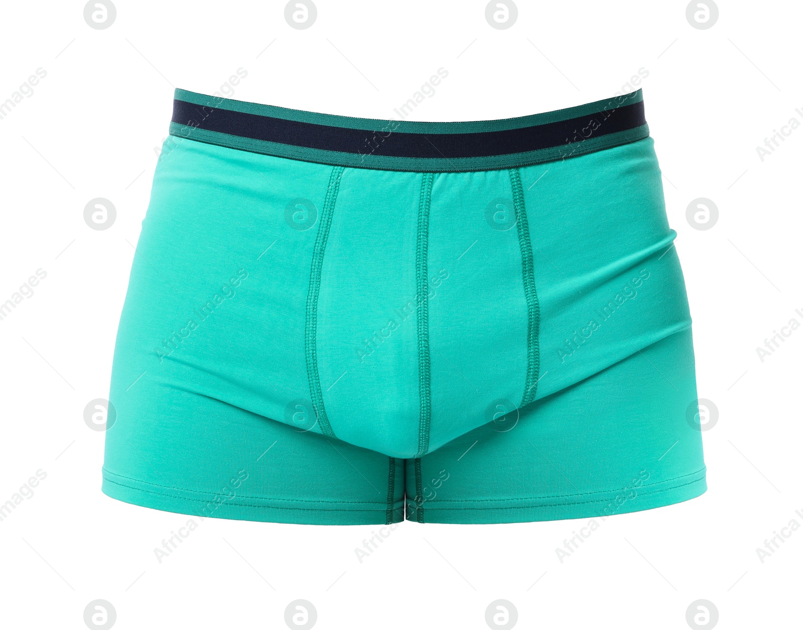 Comfortable turquoise menʼs underwear isolated on white Image of Comfortable turquoise menʼs underwear isolated on white