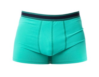 Image of Comfortable turquoise menʼs underwear isolated on white