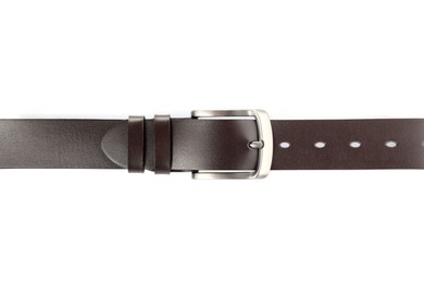 Photo of One brown leather belt isolated on white