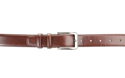 Photo of One brown leather belt isolated on white