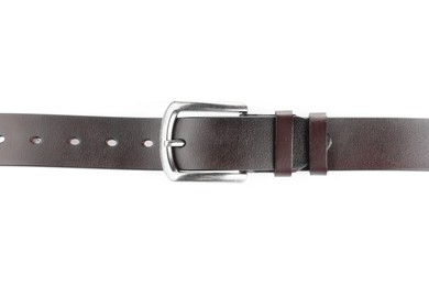 Photo of One brown leather belt isolated on white