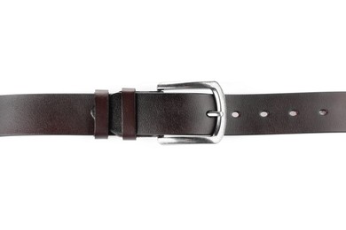 Photo of One brown leather belt isolated on white