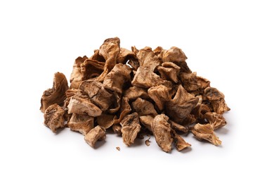 Photo of Pile of dry chicory roots isolated on white