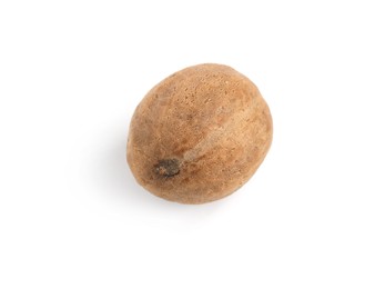 Photo of One whole fresh nutmeg isolated on white