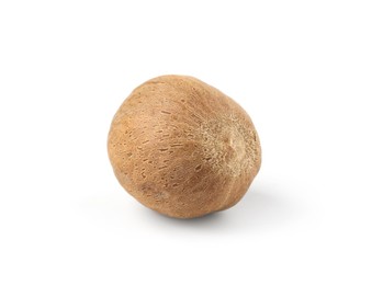 Photo of One whole fresh nutmeg isolated on white