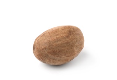 Photo of One whole fresh nutmeg isolated on white
