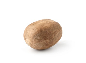 Photo of One whole fresh nutmeg isolated on white