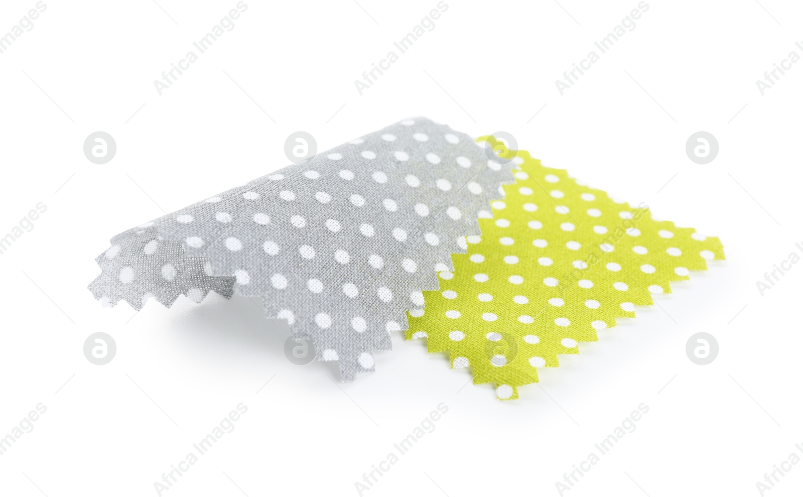 Samples of fabrics with polka dot pattern isolated on white Photo of Samples of fabrics with polka dot pattern isolated on white