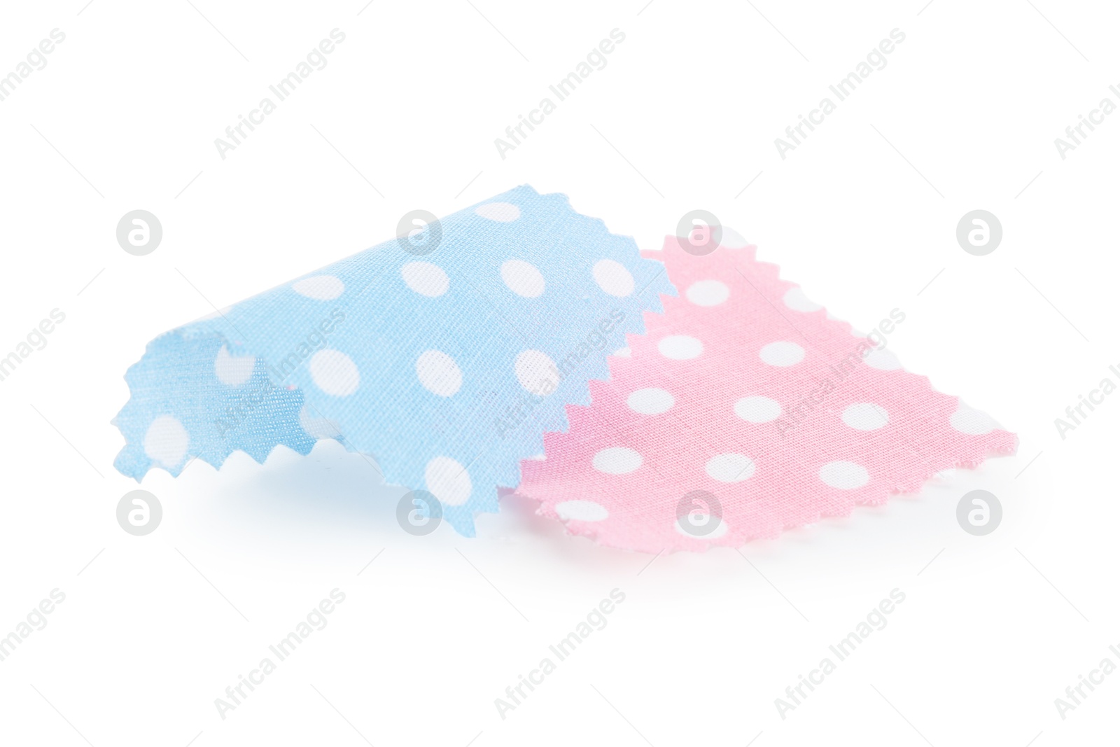 Samples of fabrics with polka dot pattern isolated on white Photo of Samples of fabrics with polka dot pattern isolated on white